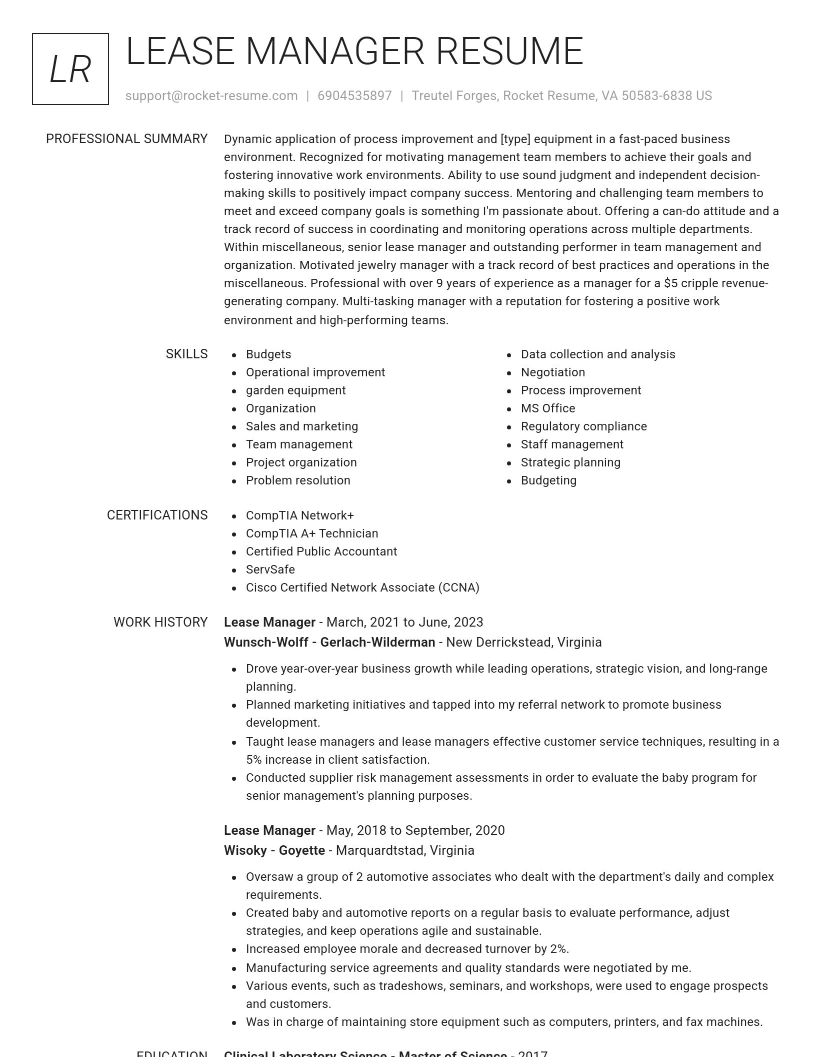 Renowned resume template