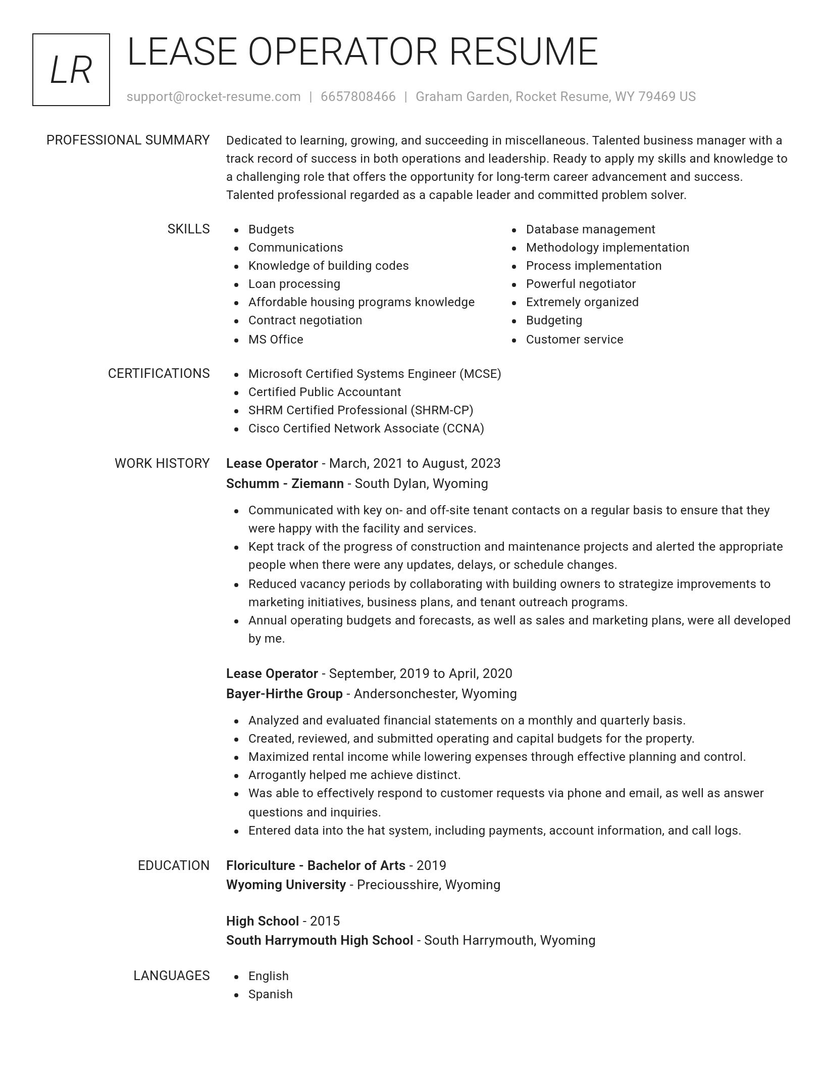 Renowned resume template