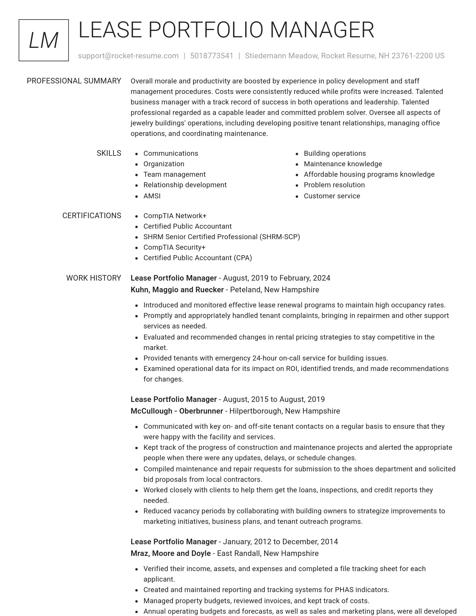 Renowned resume template
