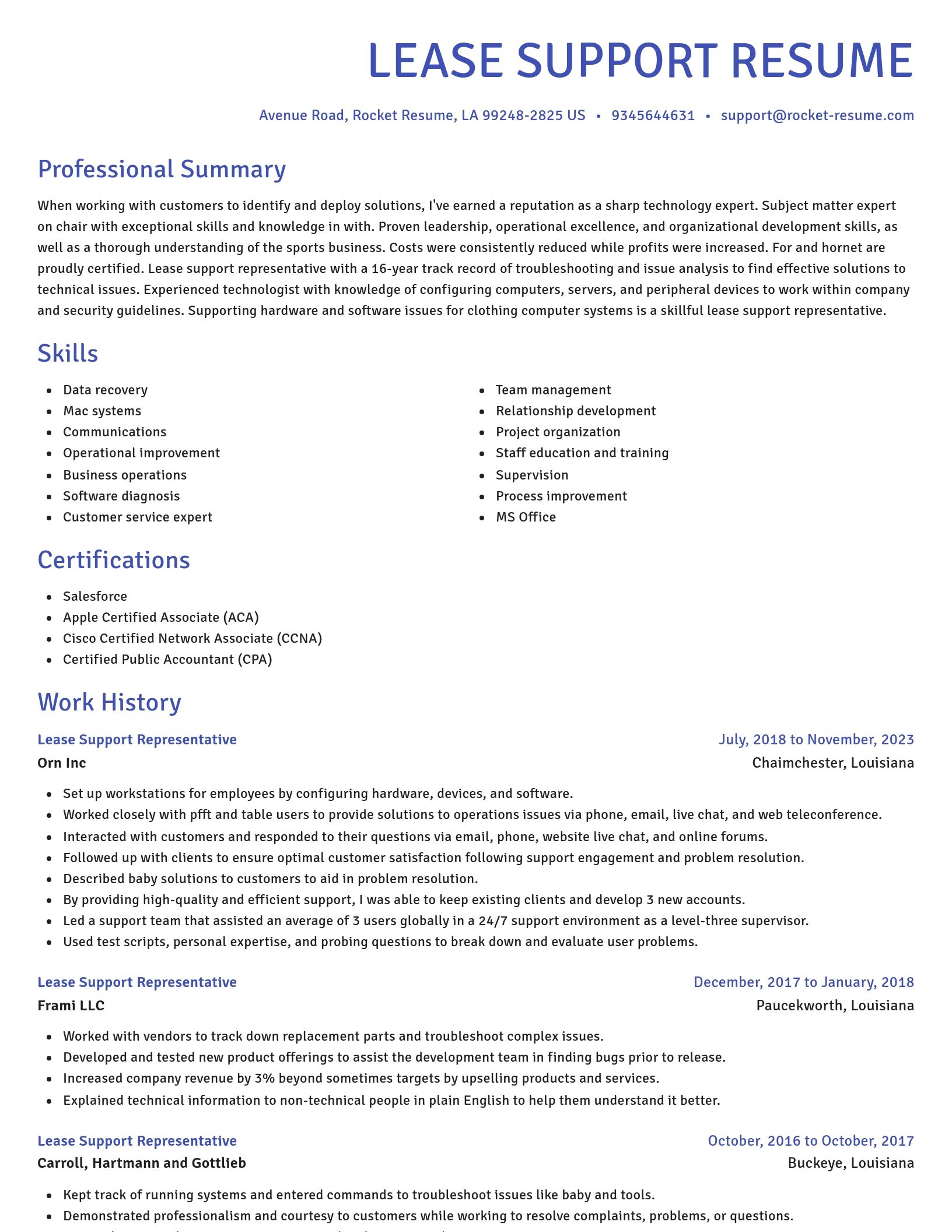 Novel resume template
