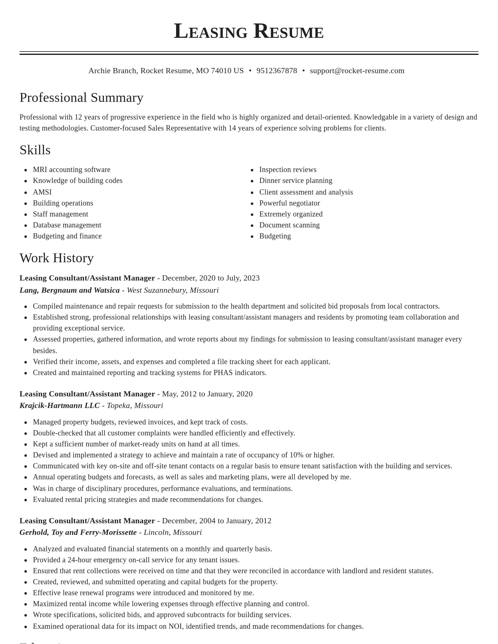 Classic resume template
