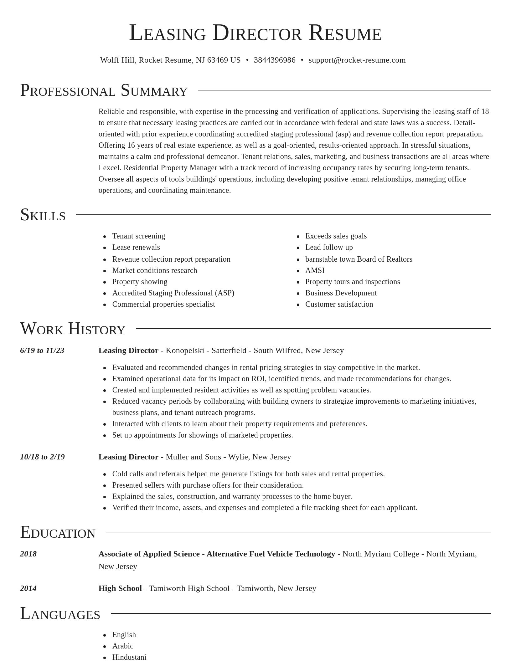 Director resume template