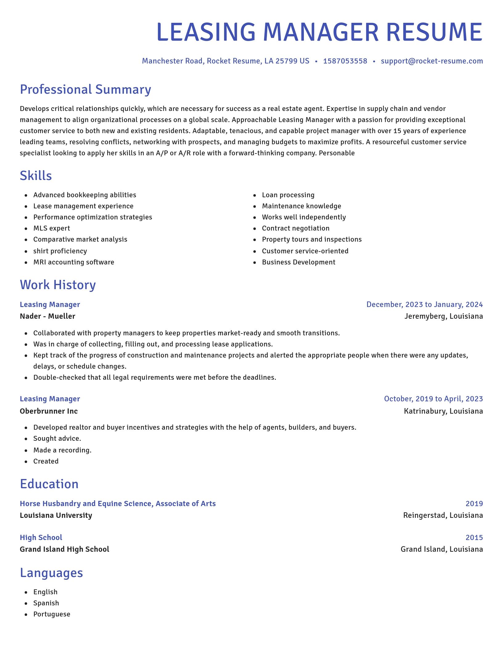 Novel resume template