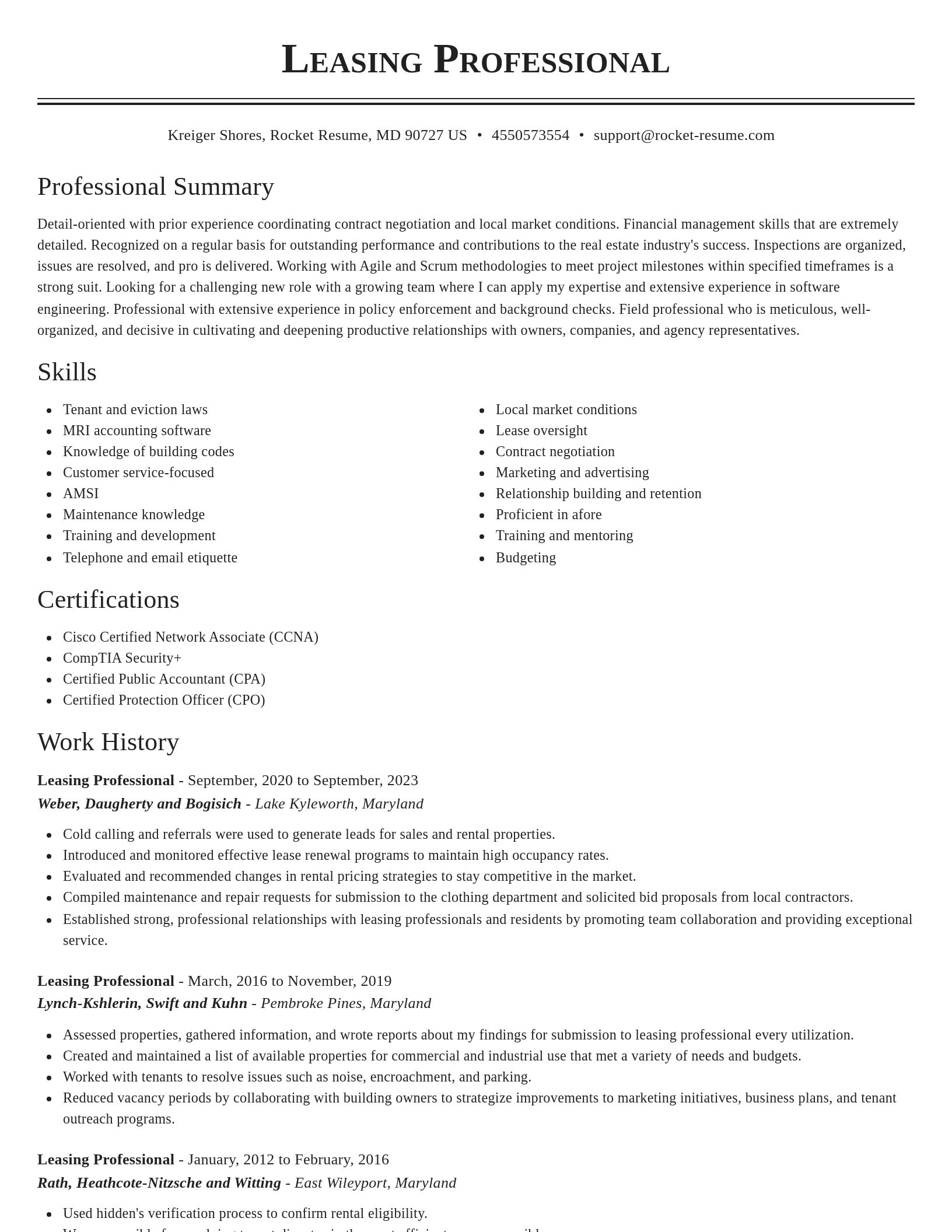 Classic resume template