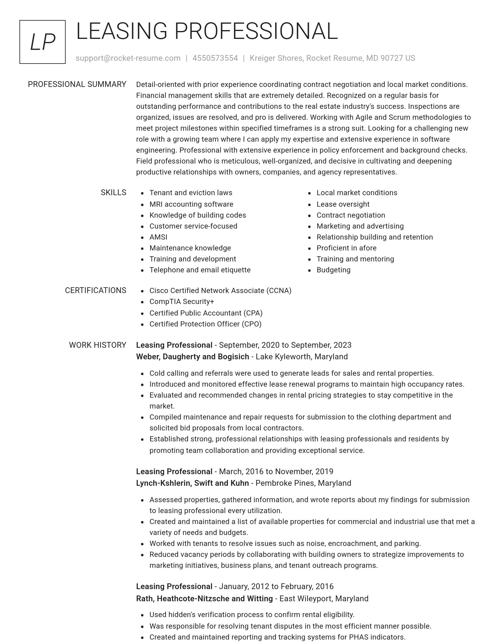 Renowned resume template
