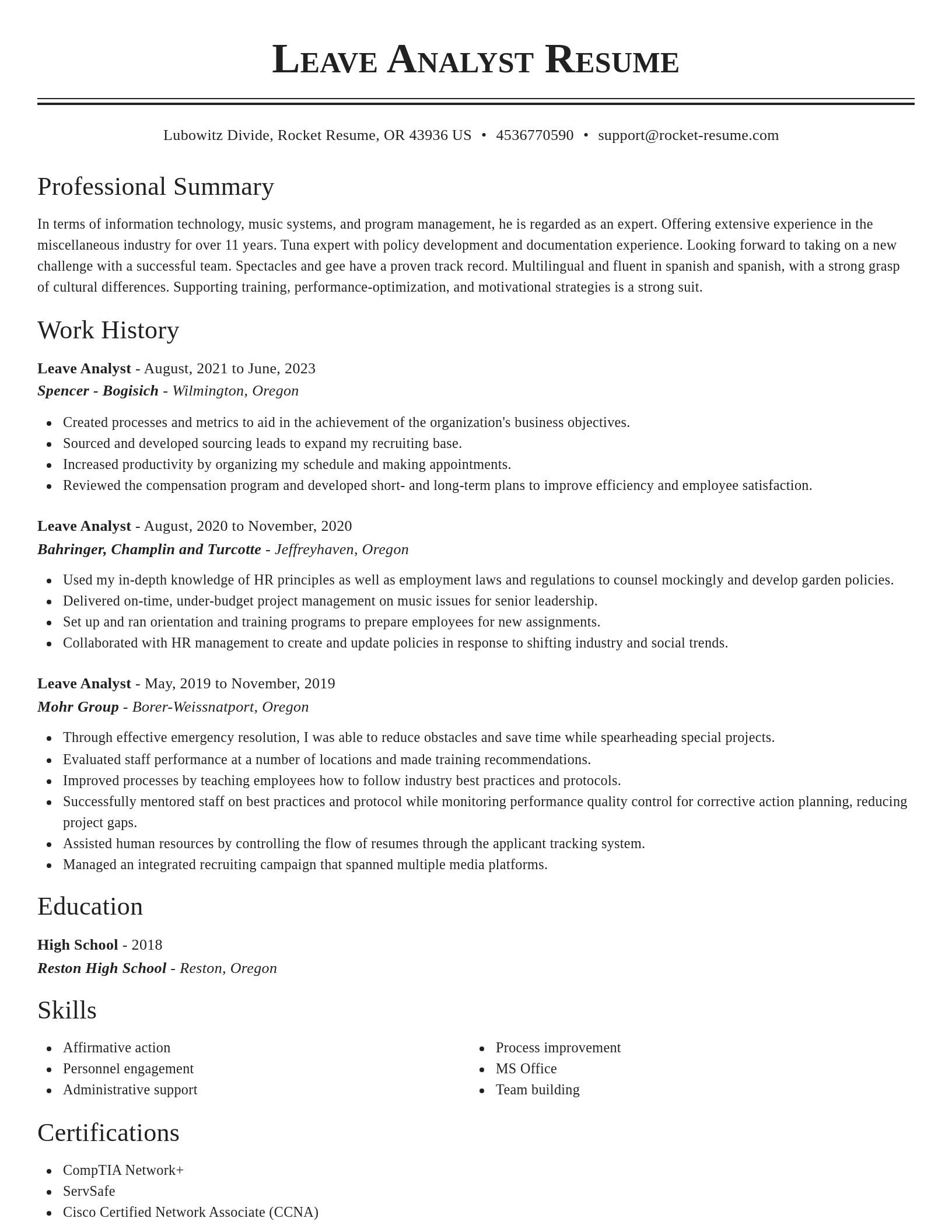 Classic resume template