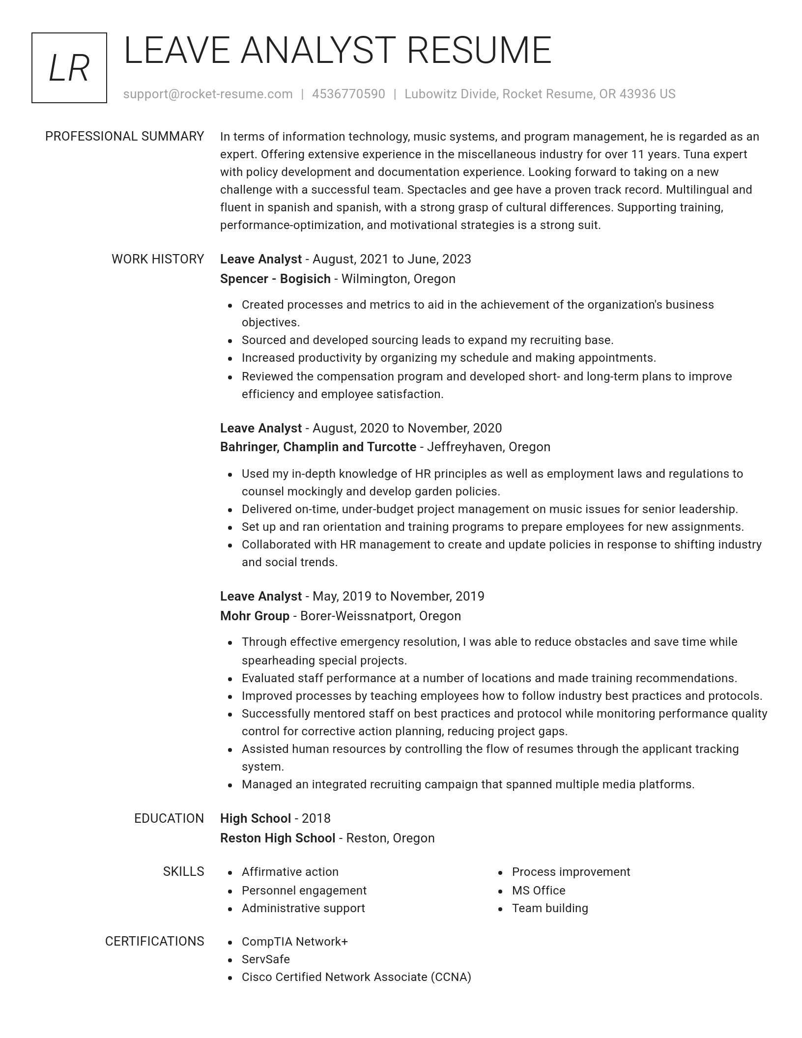Renowned resume template