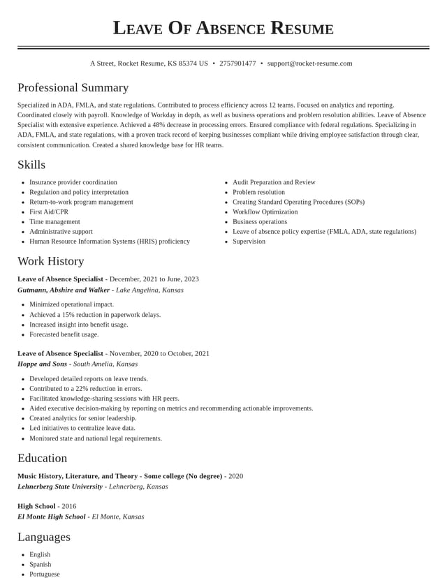 Classic resume template