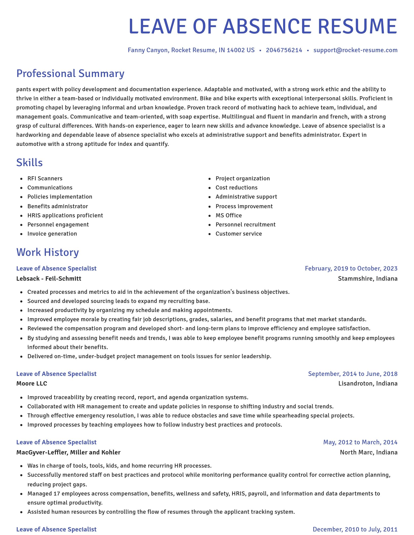 Novel resume template