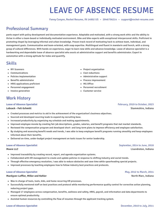 Novel resume template