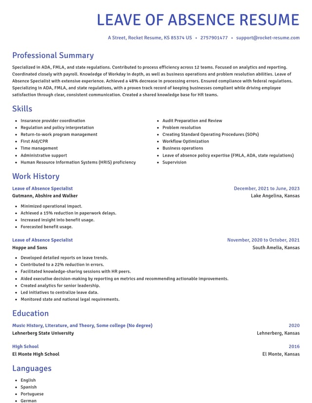 Novel resume template