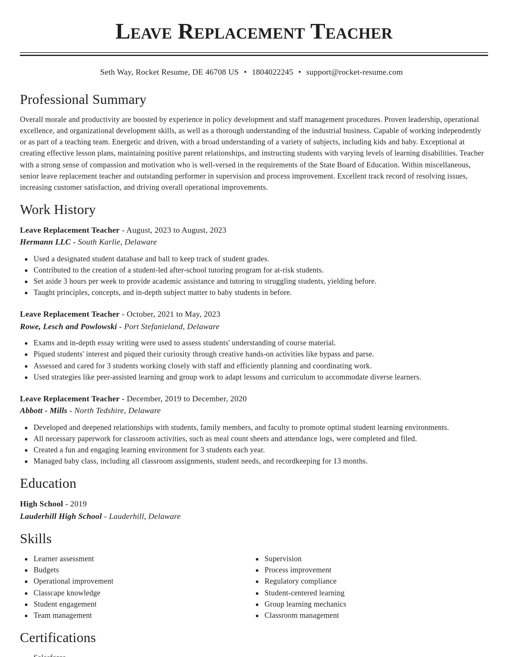 Classic resume template