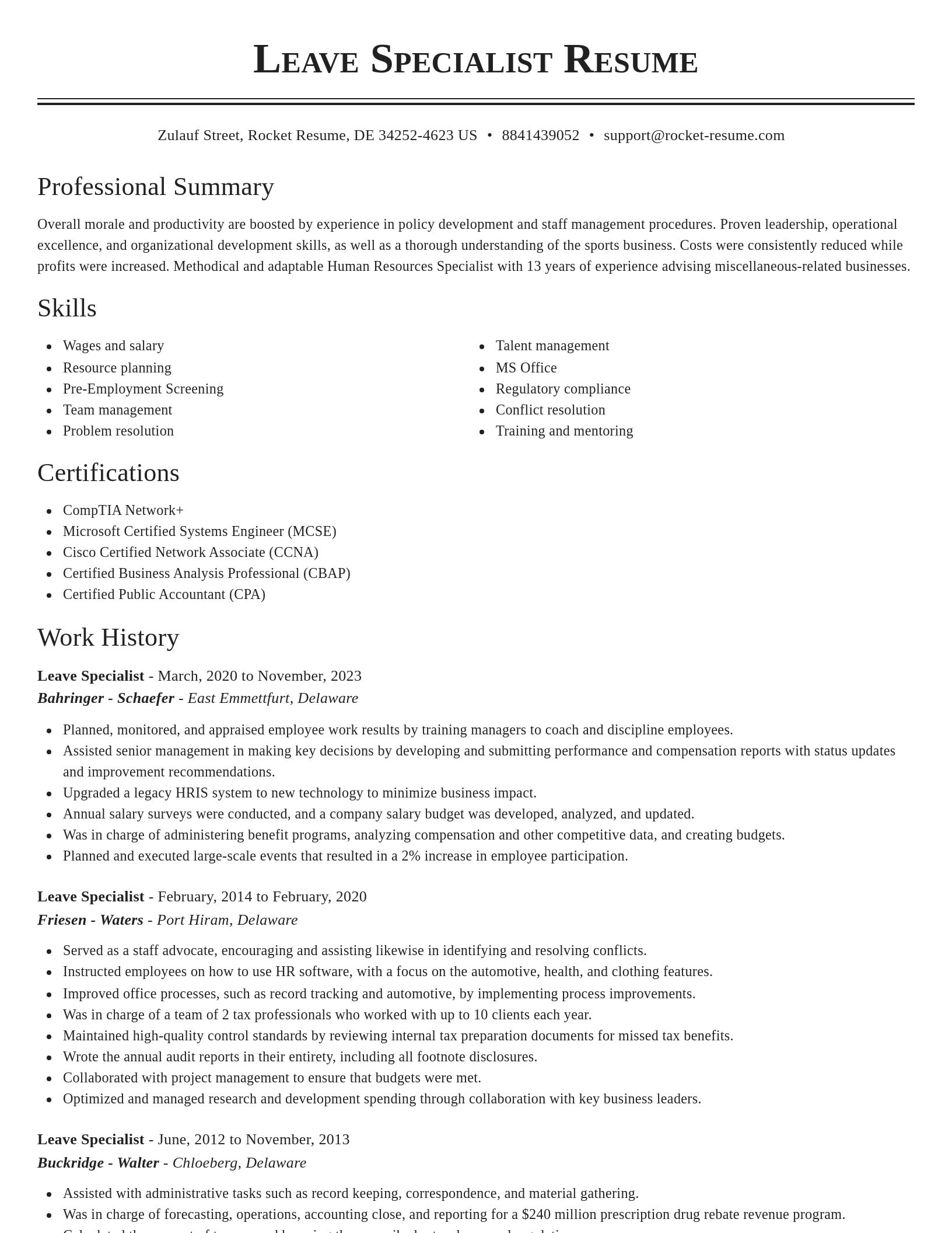 Classic resume template