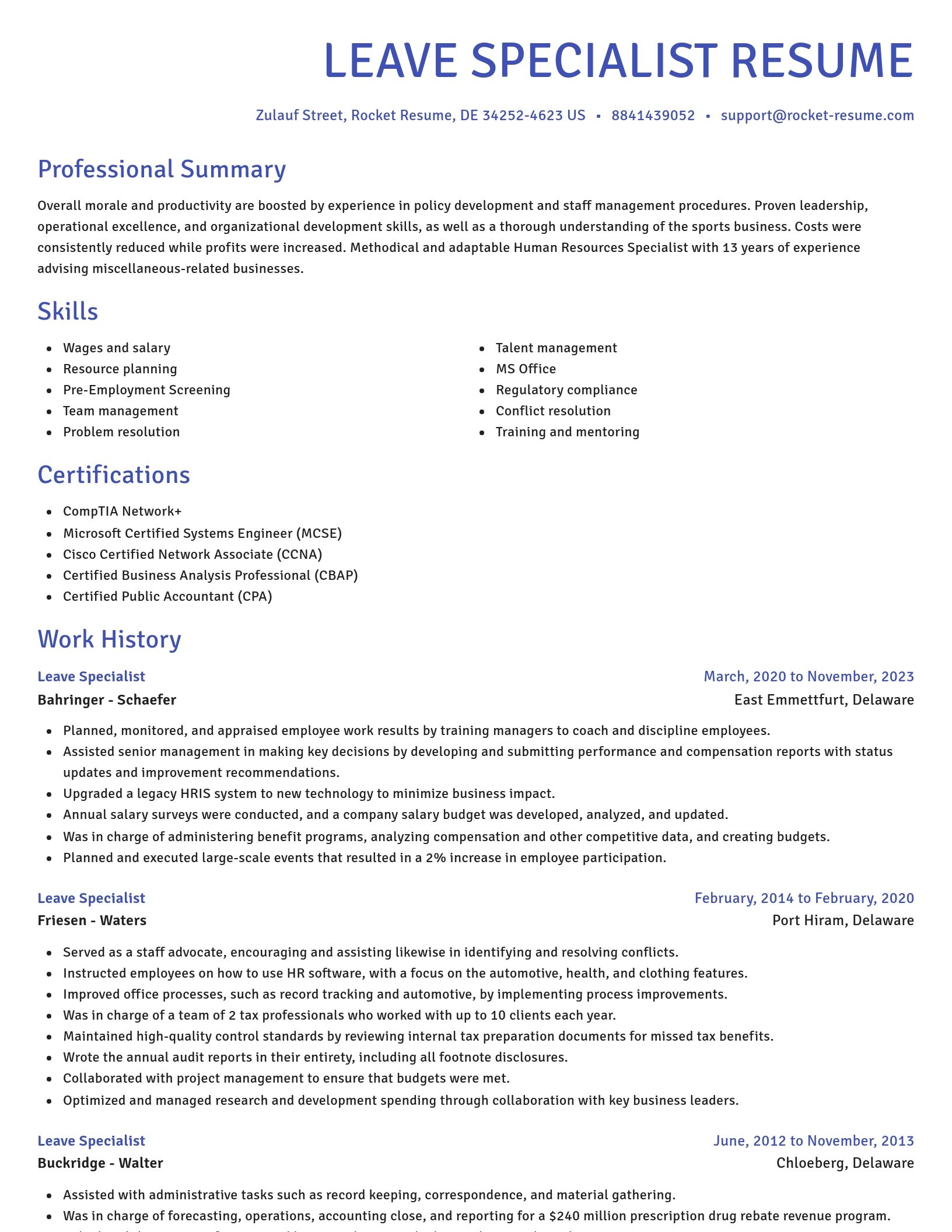 Novel resume template