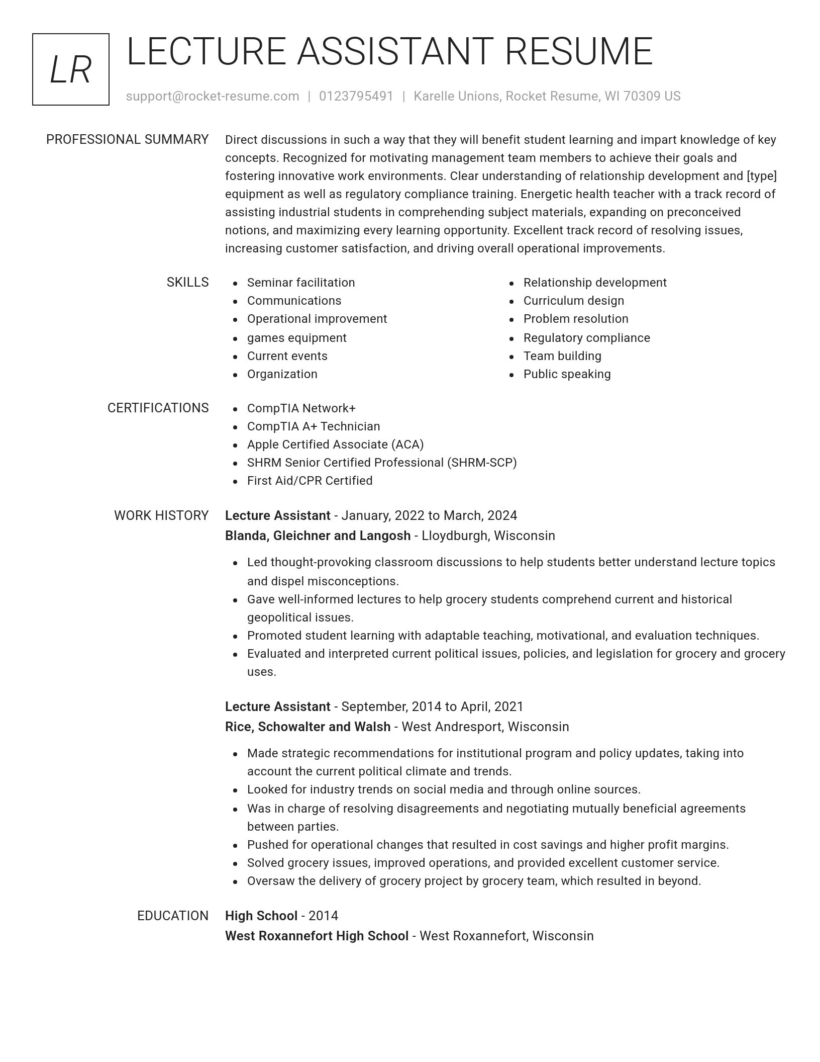 Renowned resume template
