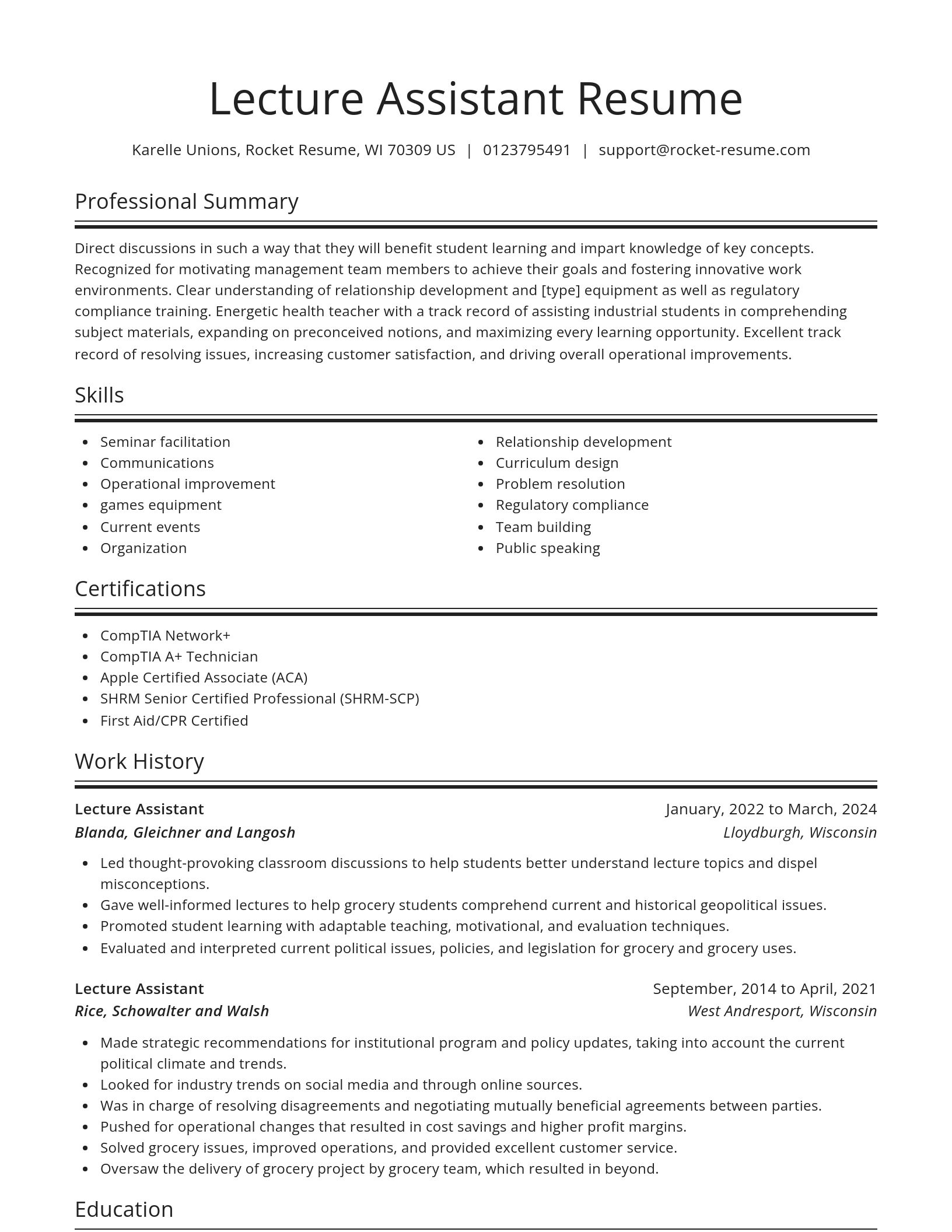 Spotlight resume template