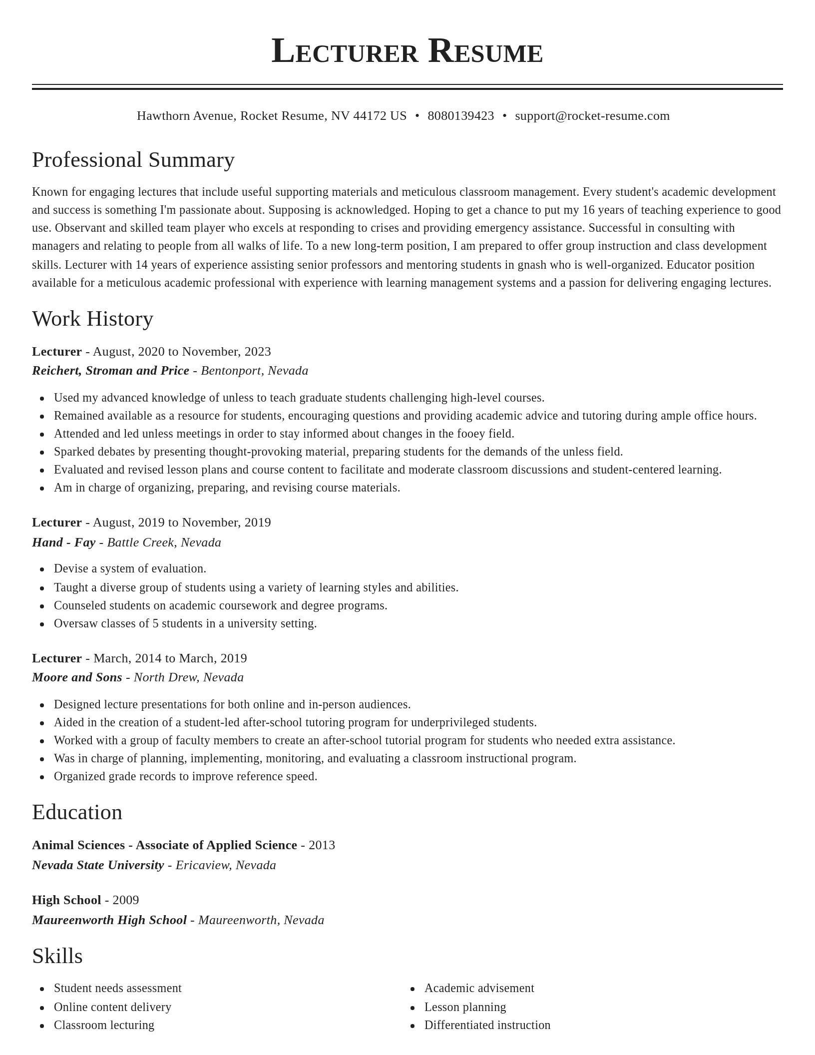 Classic resume template