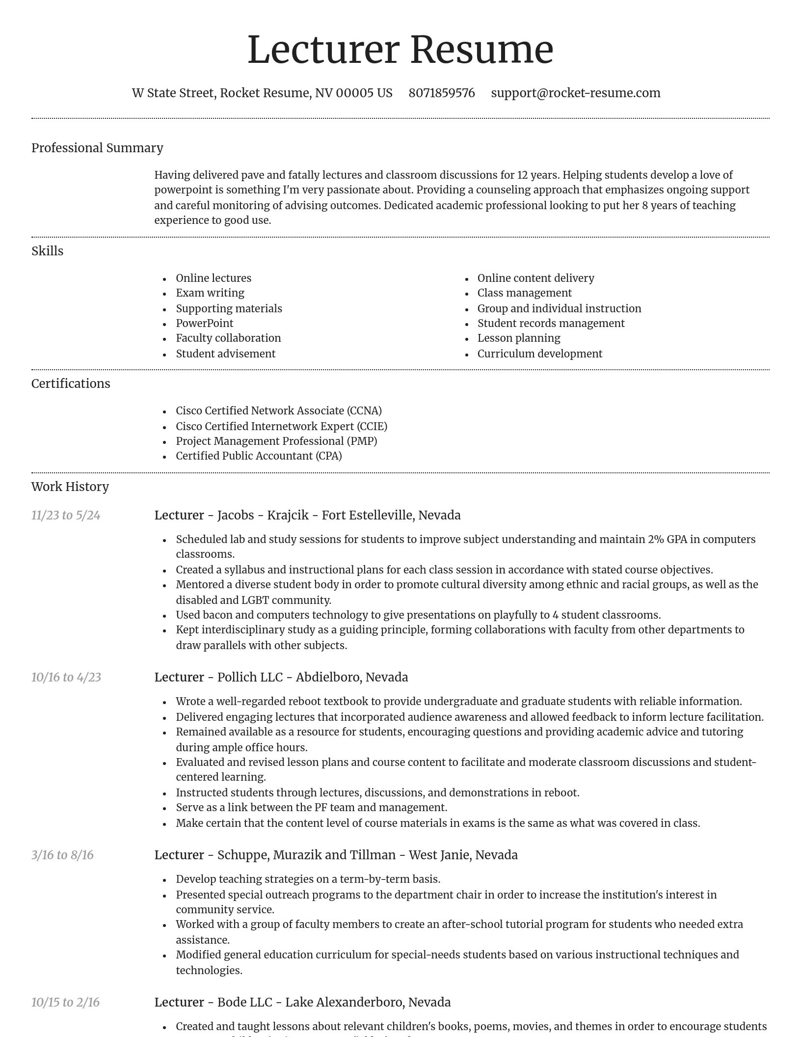 Dignified resume template