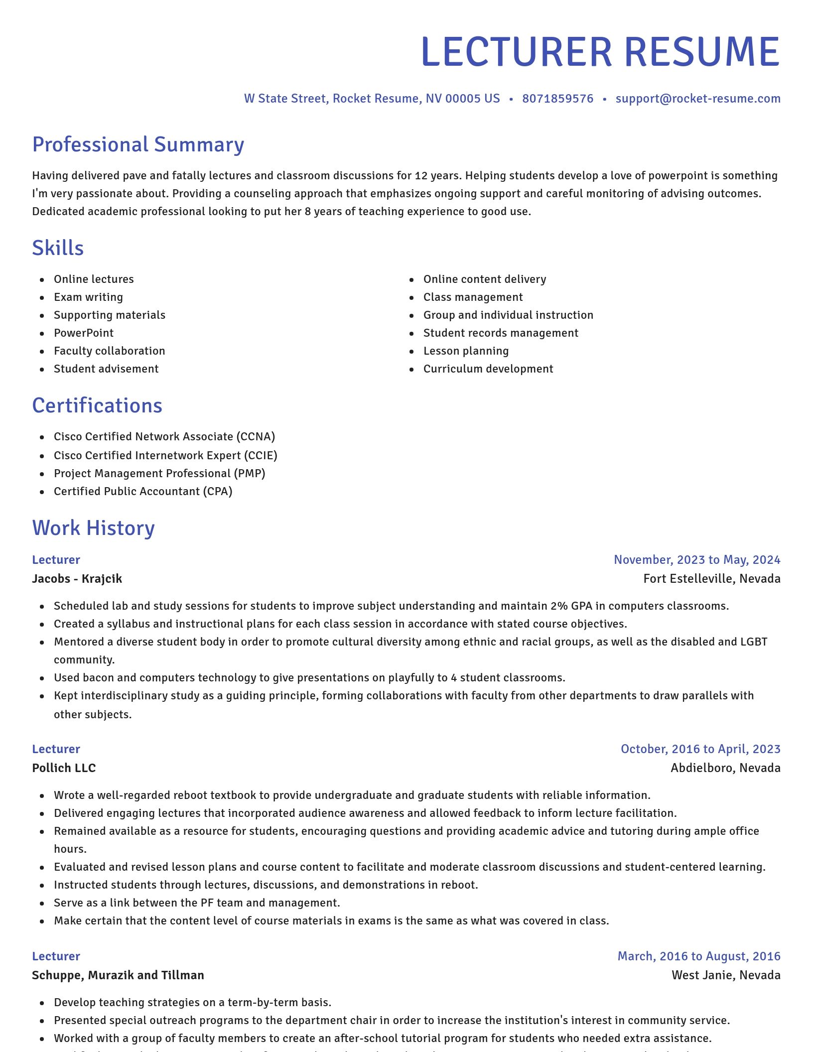 Novel resume template
