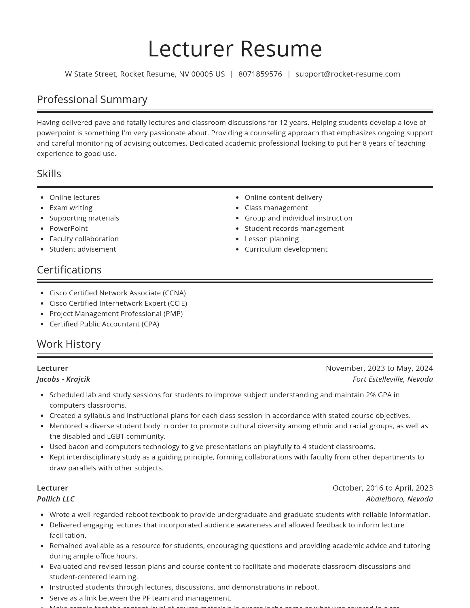 Spotlight resume template