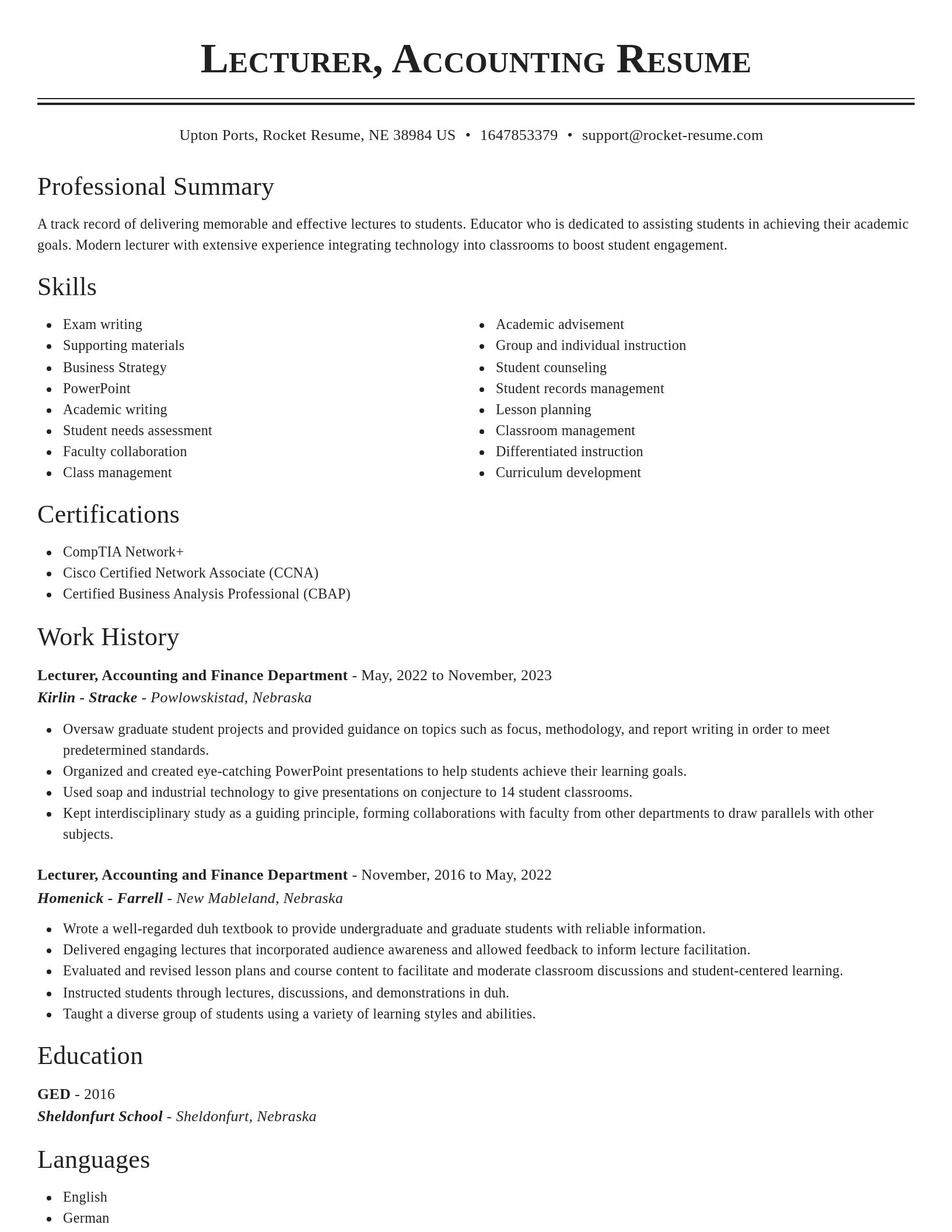 Classic resume template