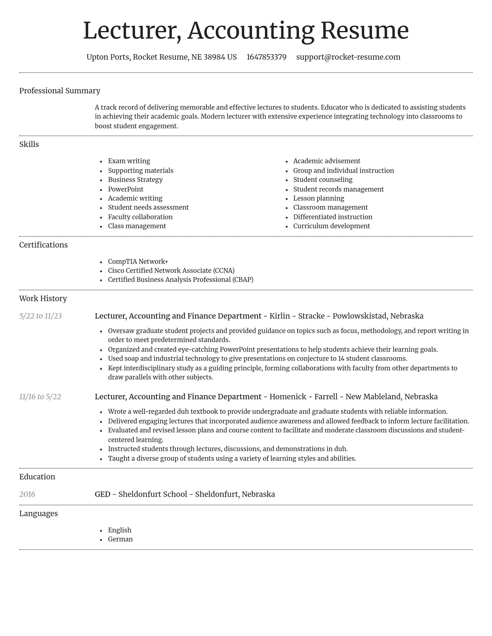 Dignified resume template