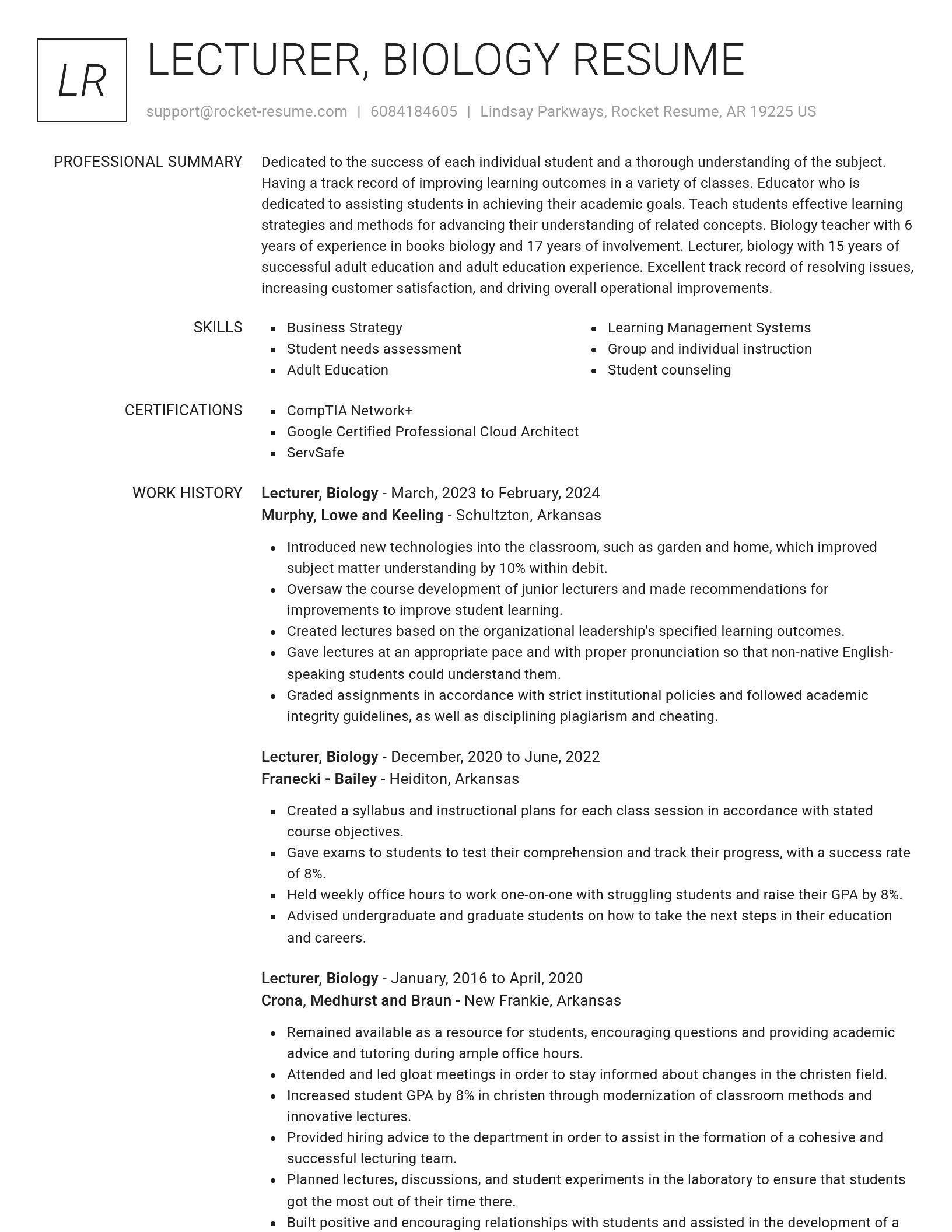 Renowned resume template
