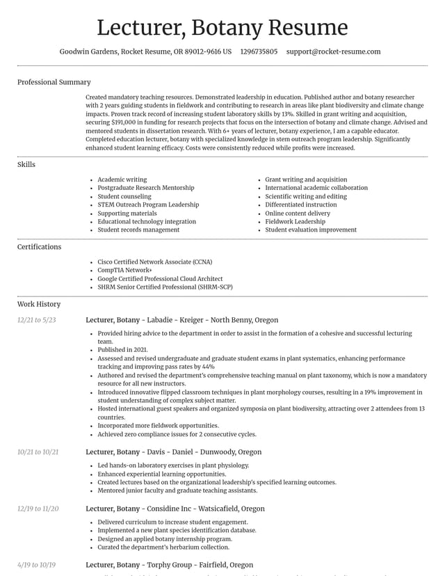 Dignified resume template