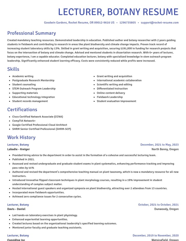 Novel resume template