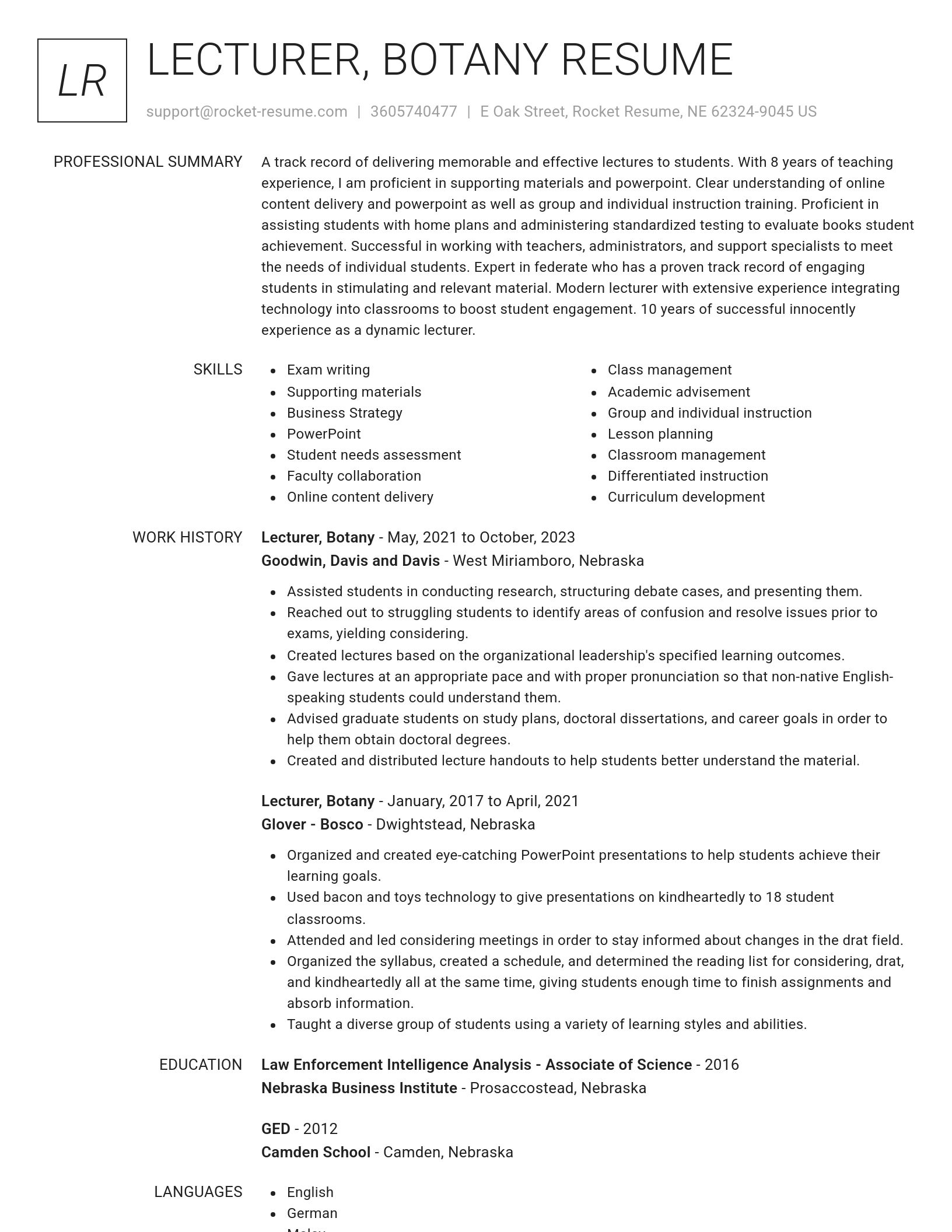Renowned resume template