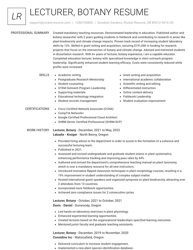 Renowned resume template