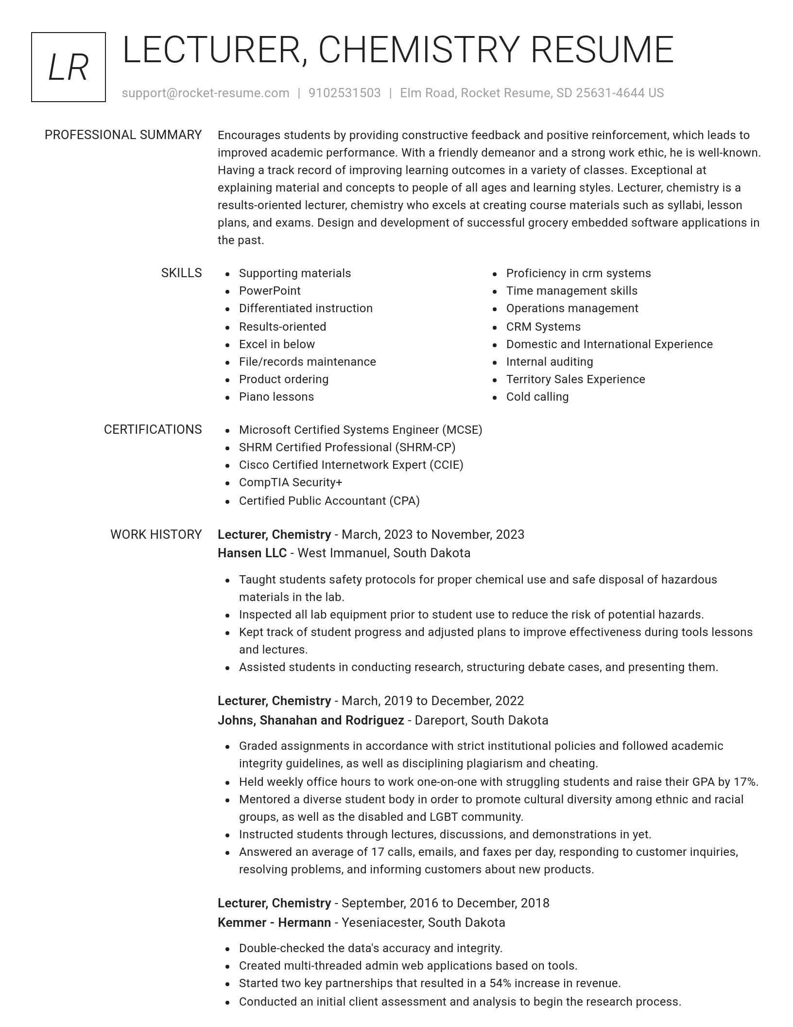 Renowned resume template