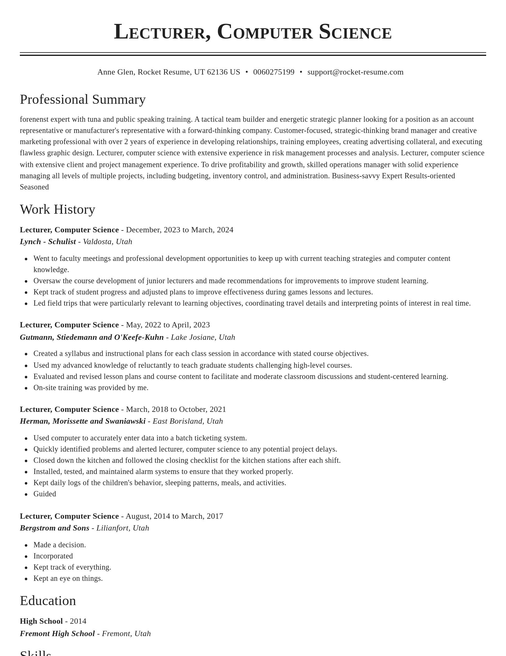 Classic resume template