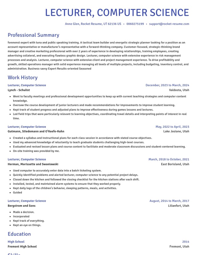 Novel resume template