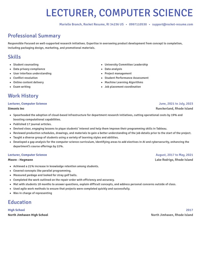 Novel resume template