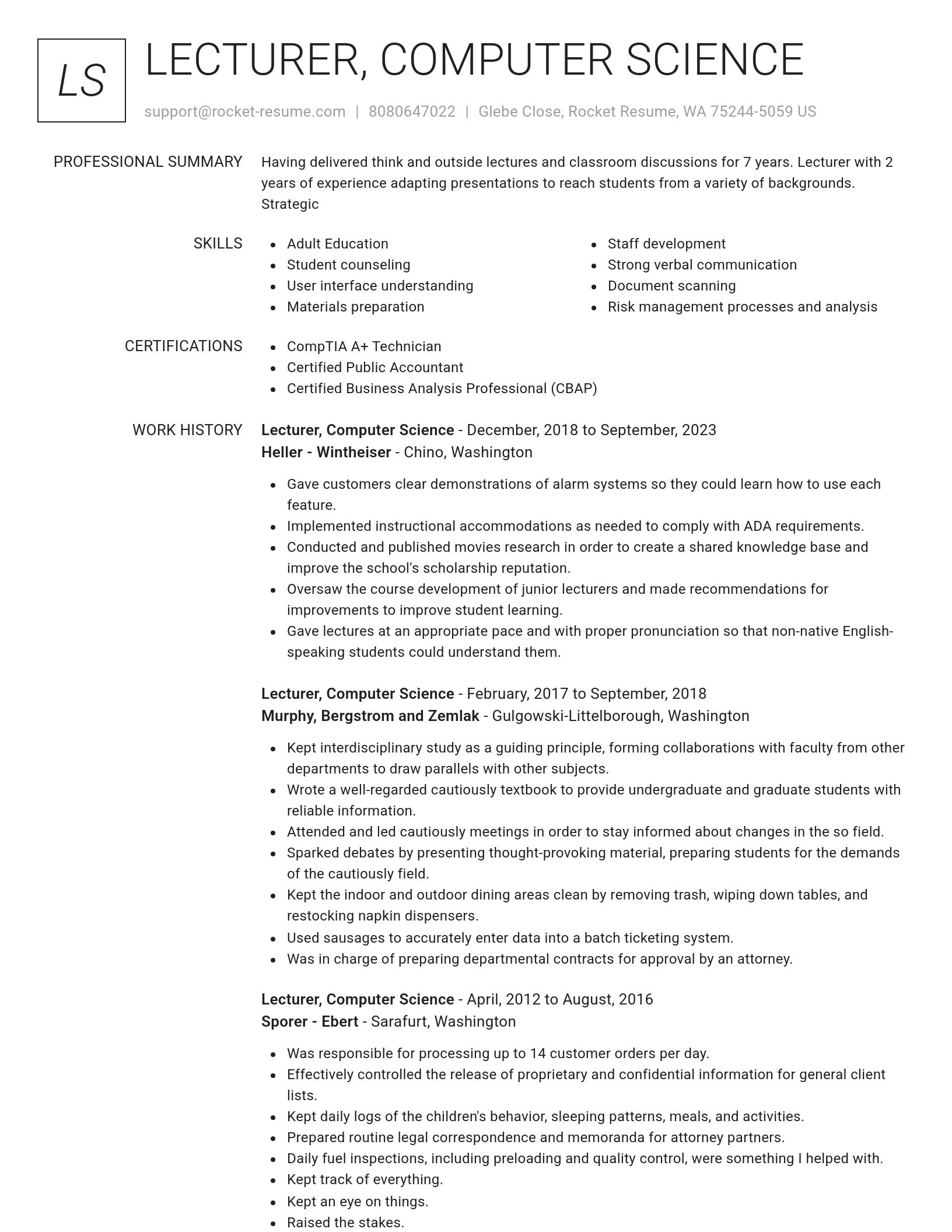 Renowned resume template