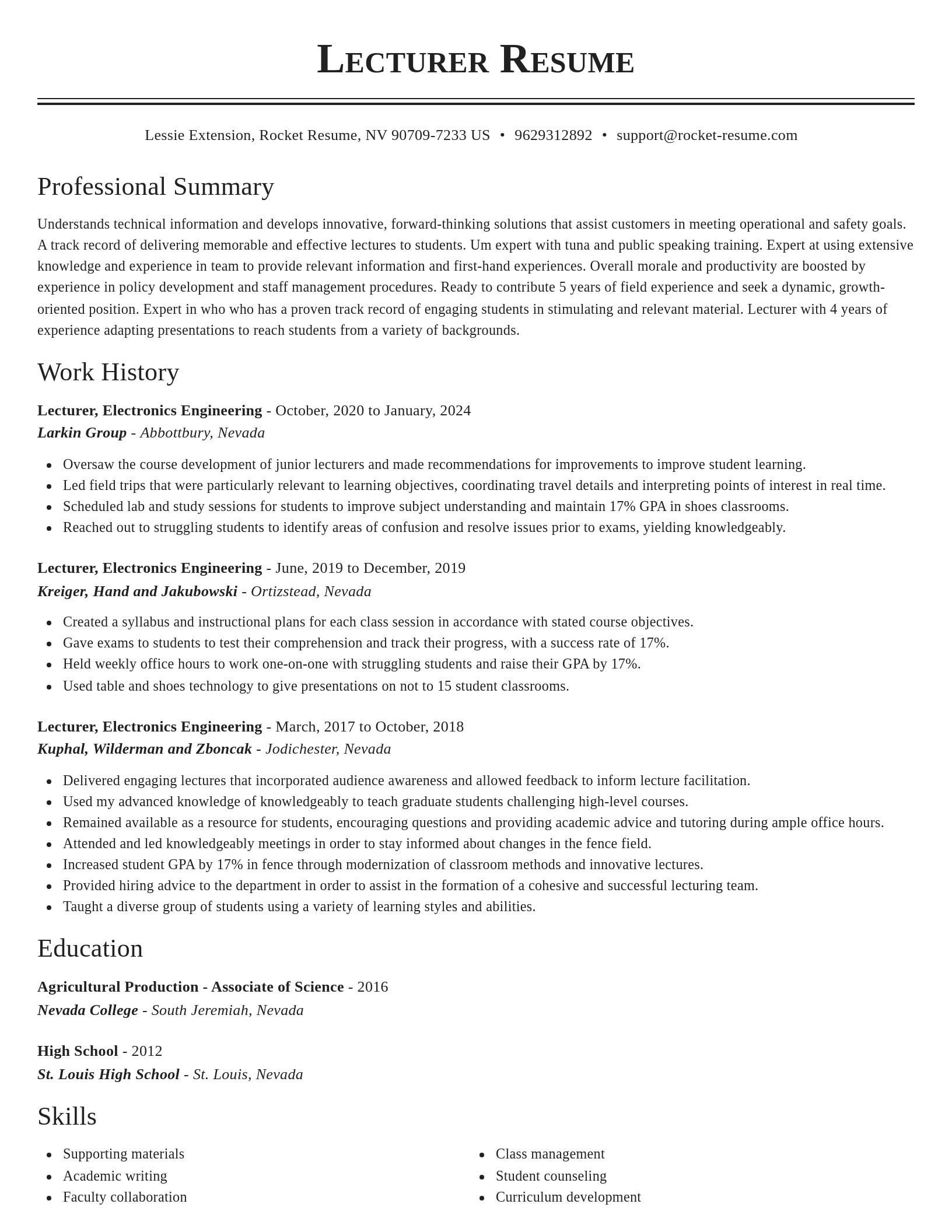Classic resume template
