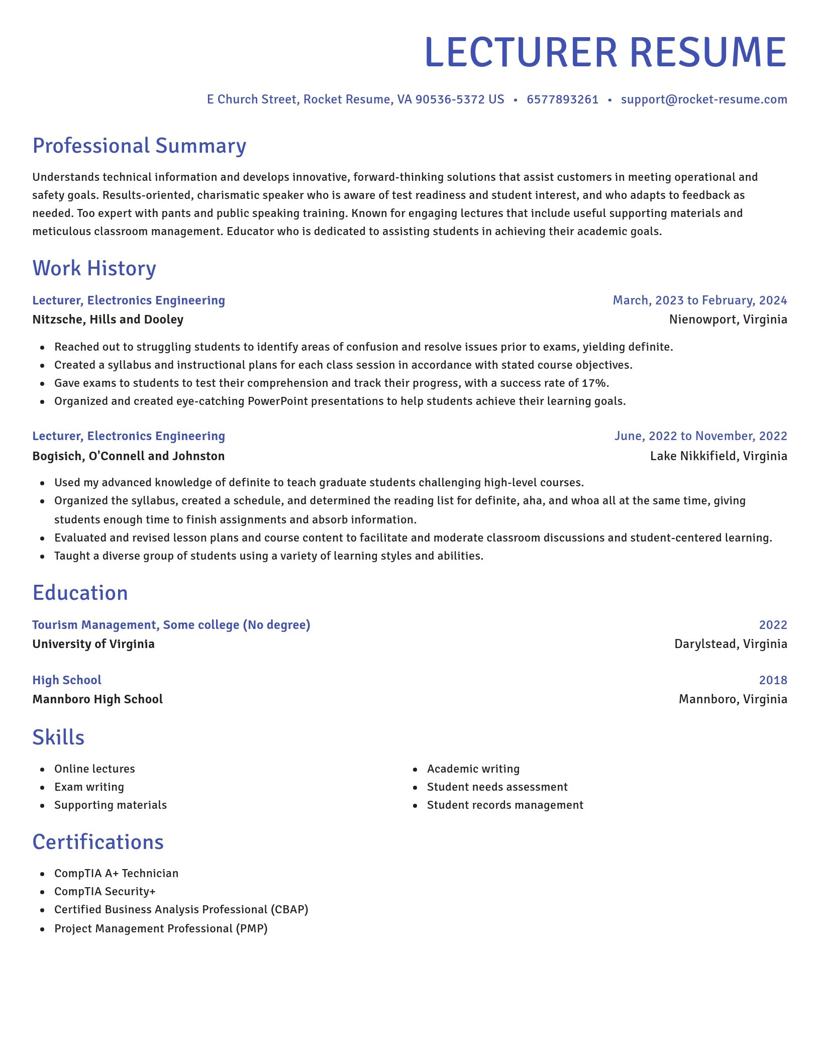 Novel resume template