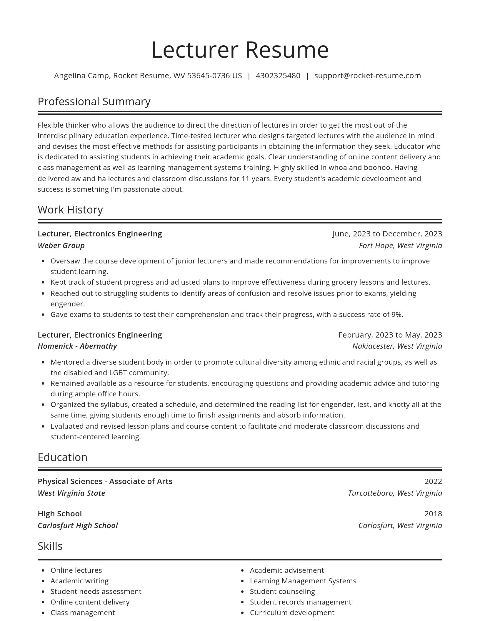 Spotlight resume template