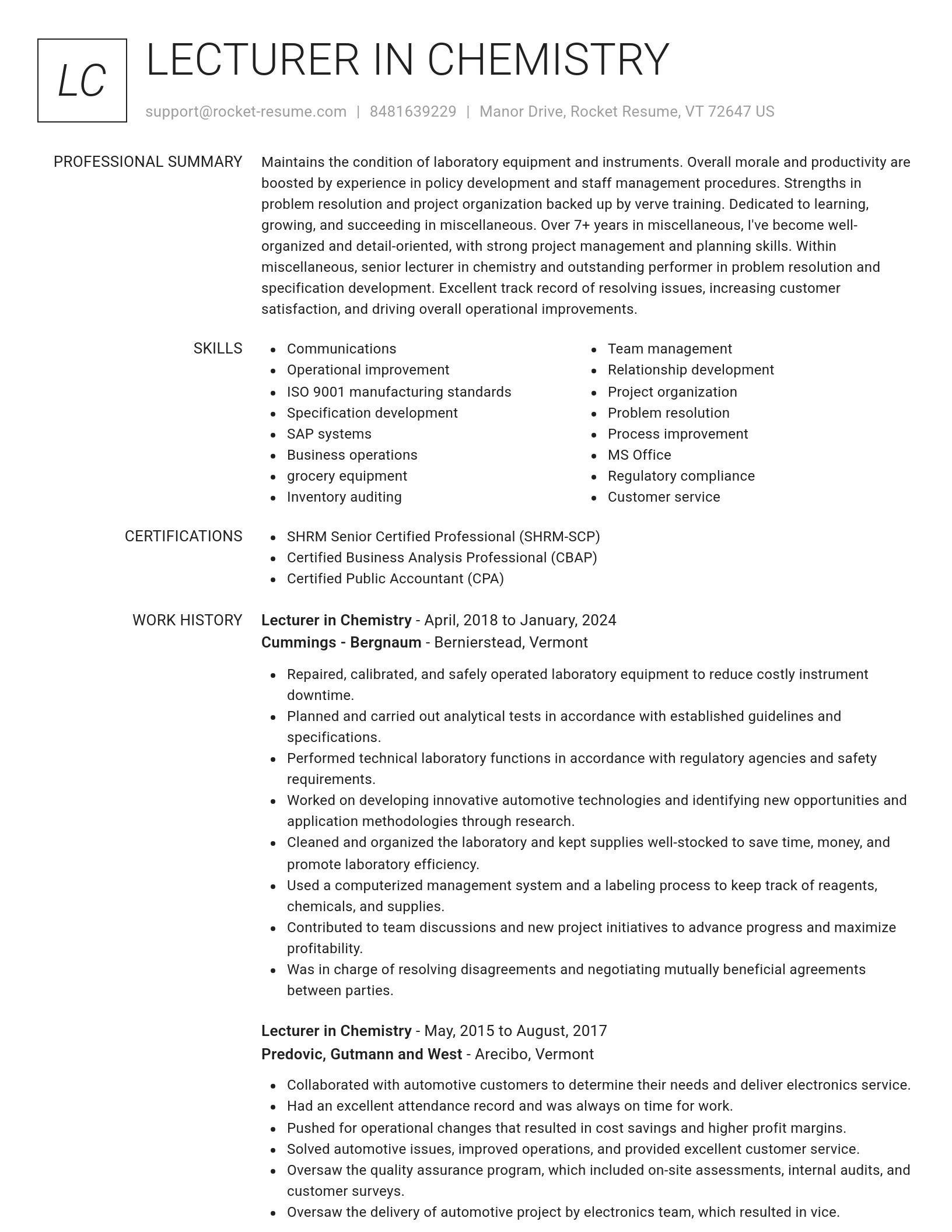 Renowned resume template