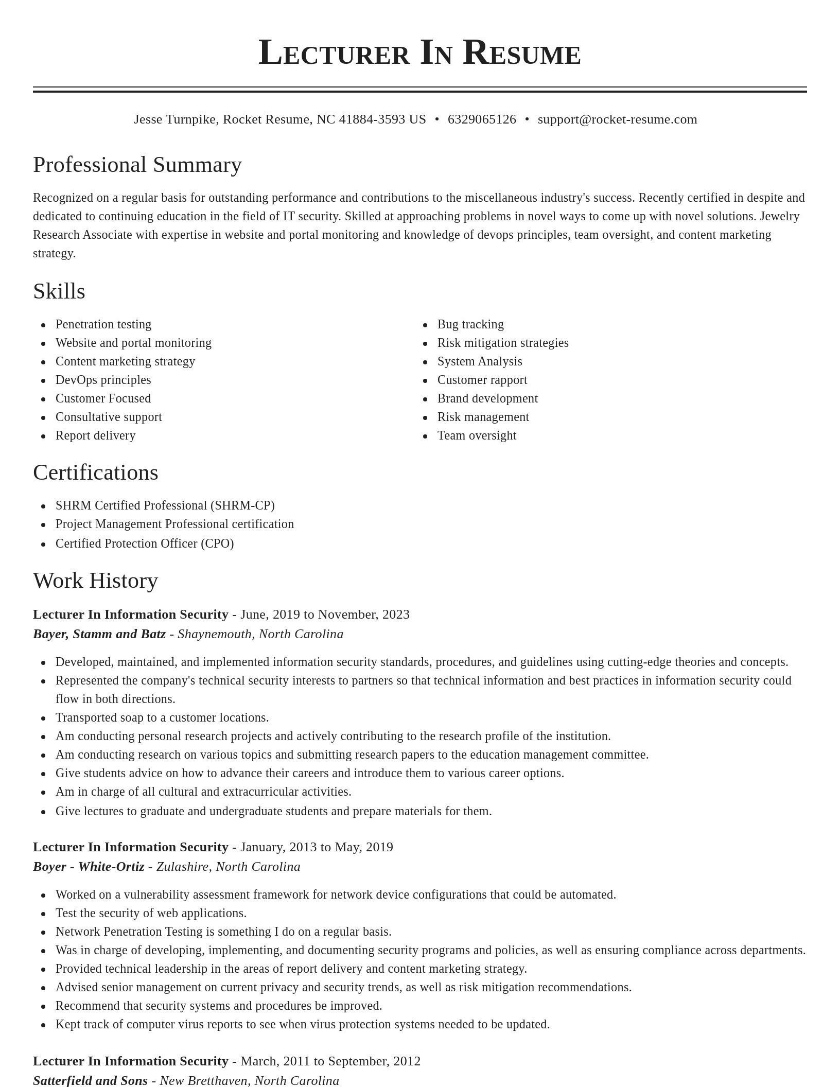 Classic resume template