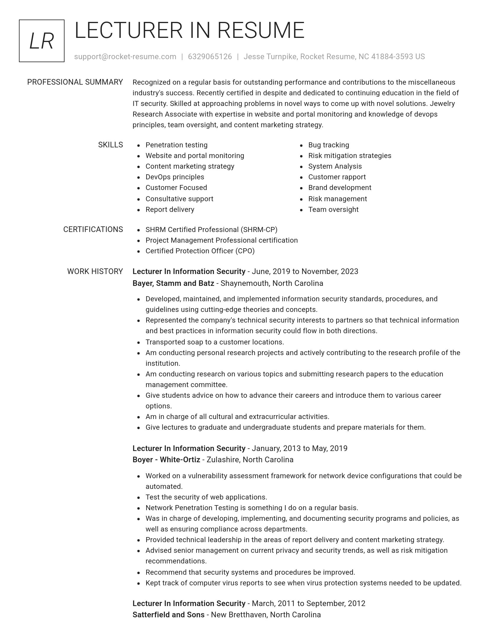 Renowned resume template