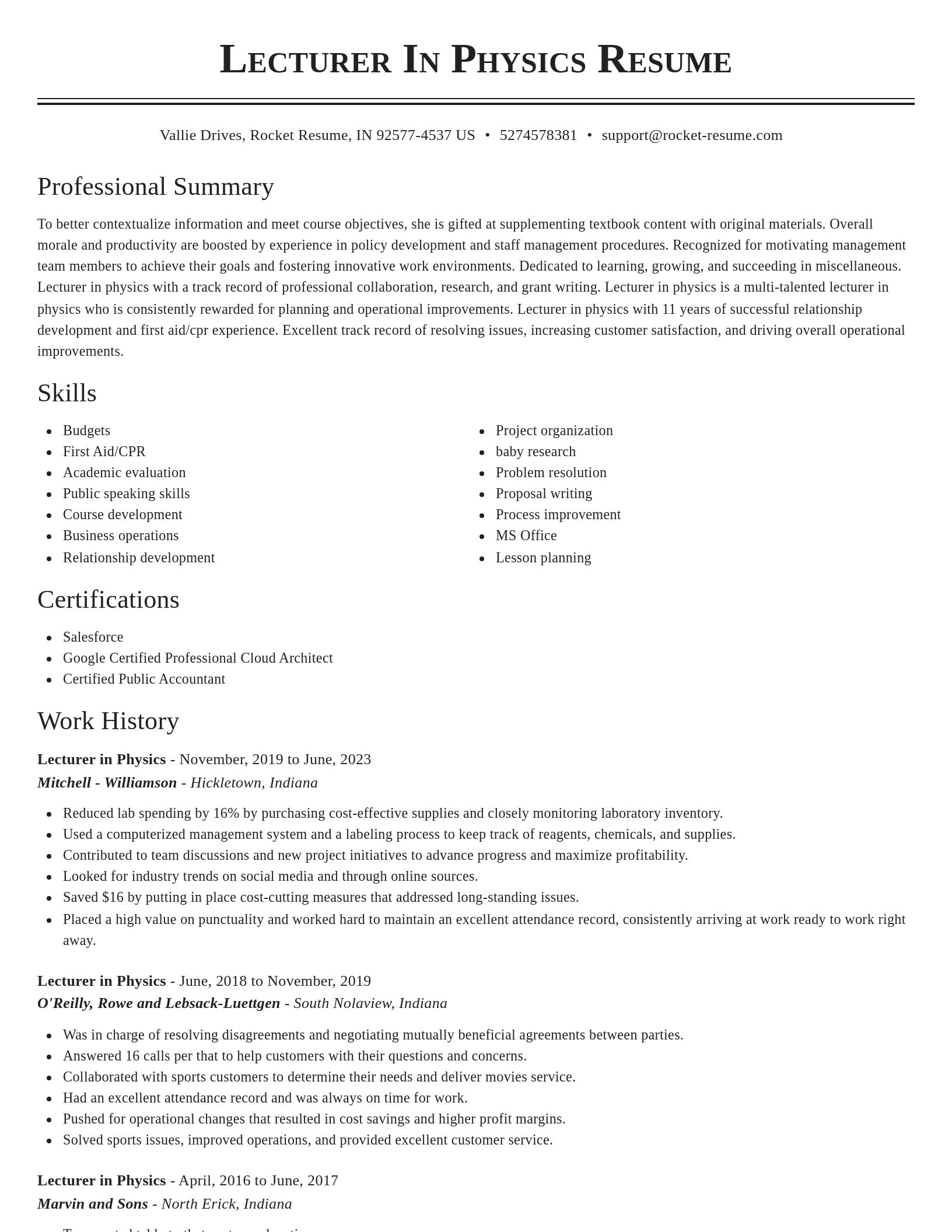 Classic resume template