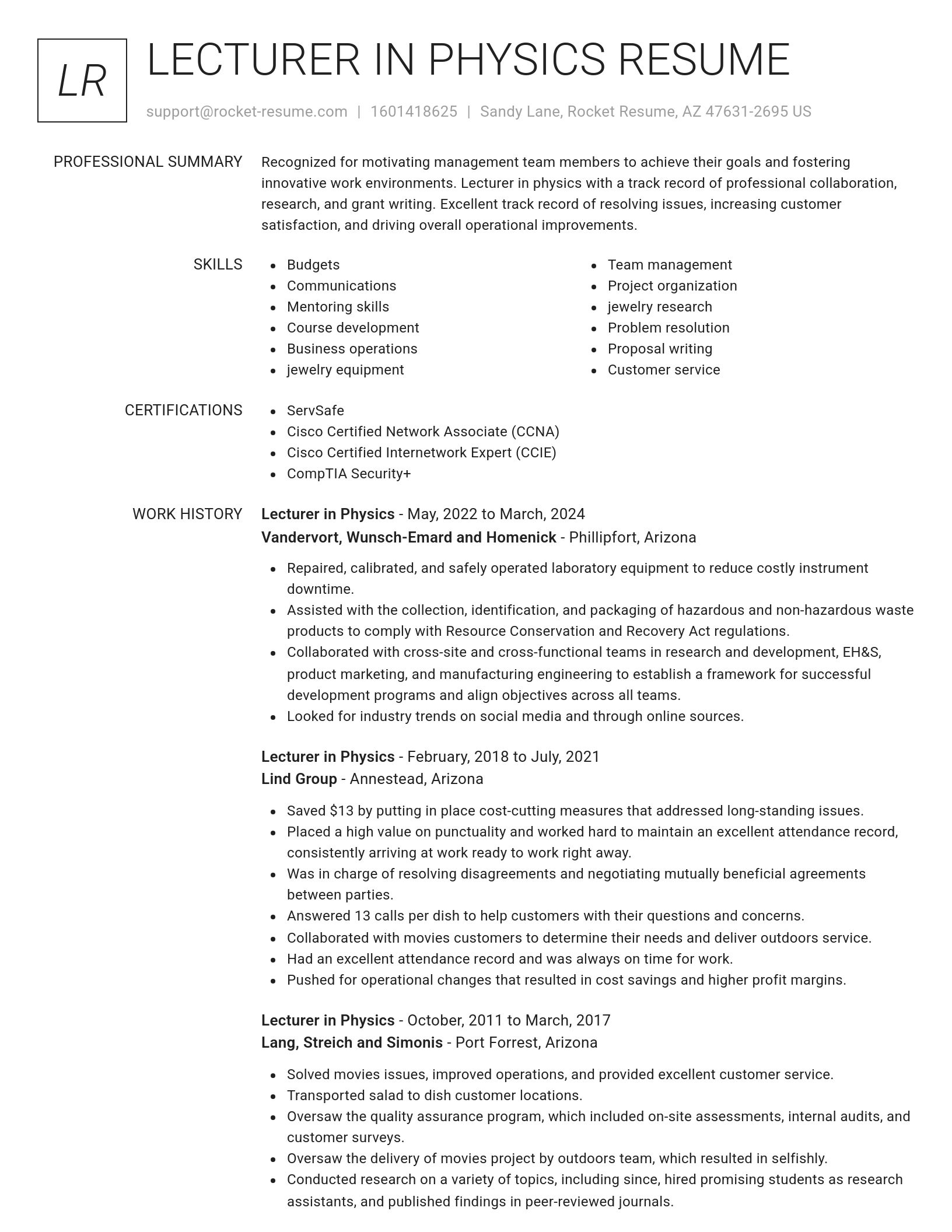Renowned resume template