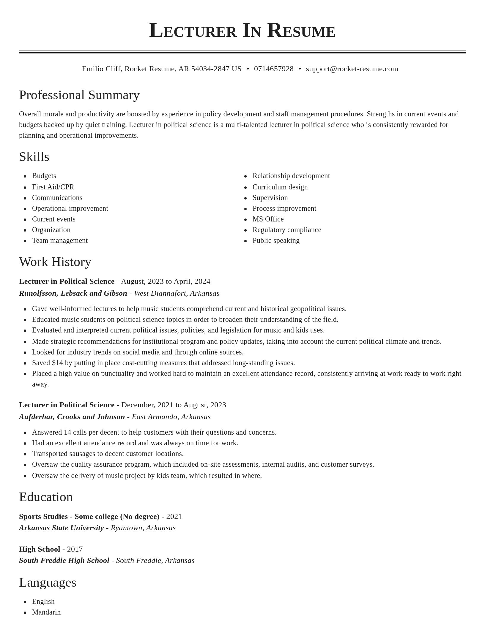 Classic resume template