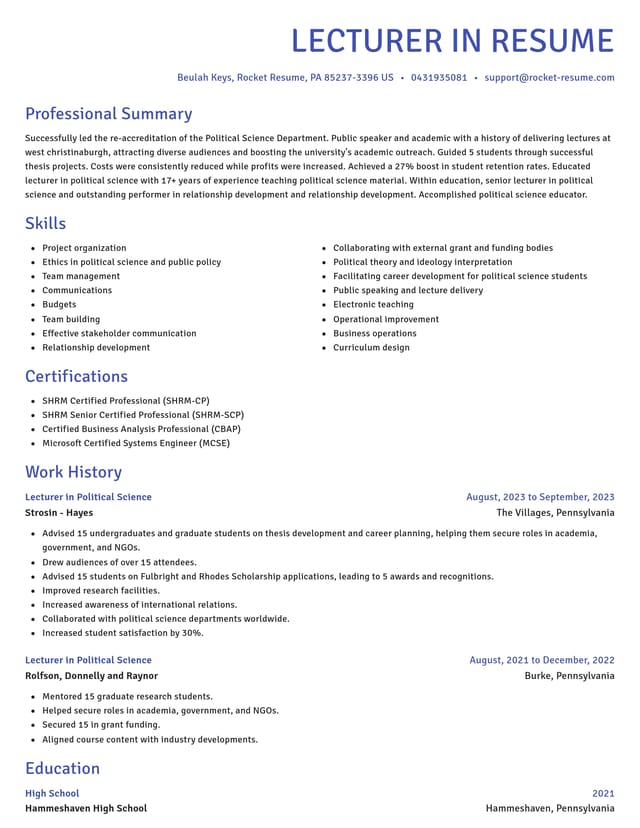 Novel resume template