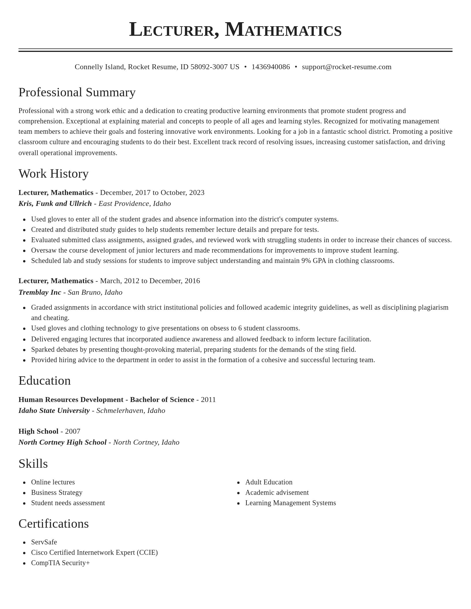 Classic resume template