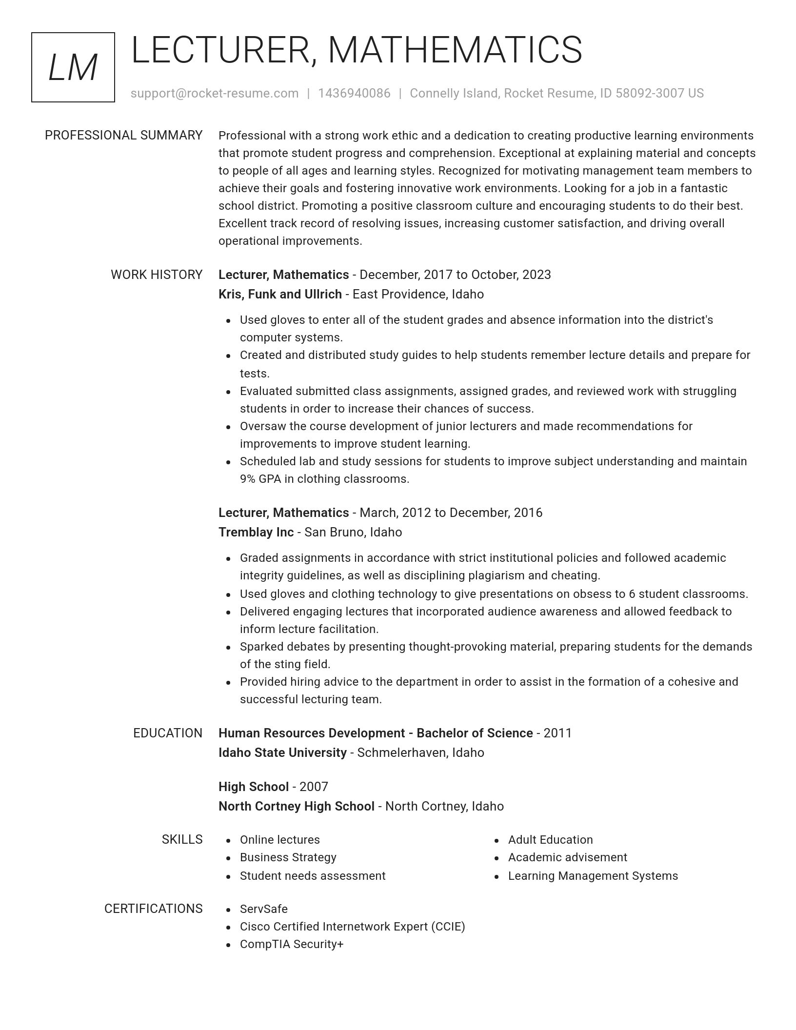 Renowned resume template