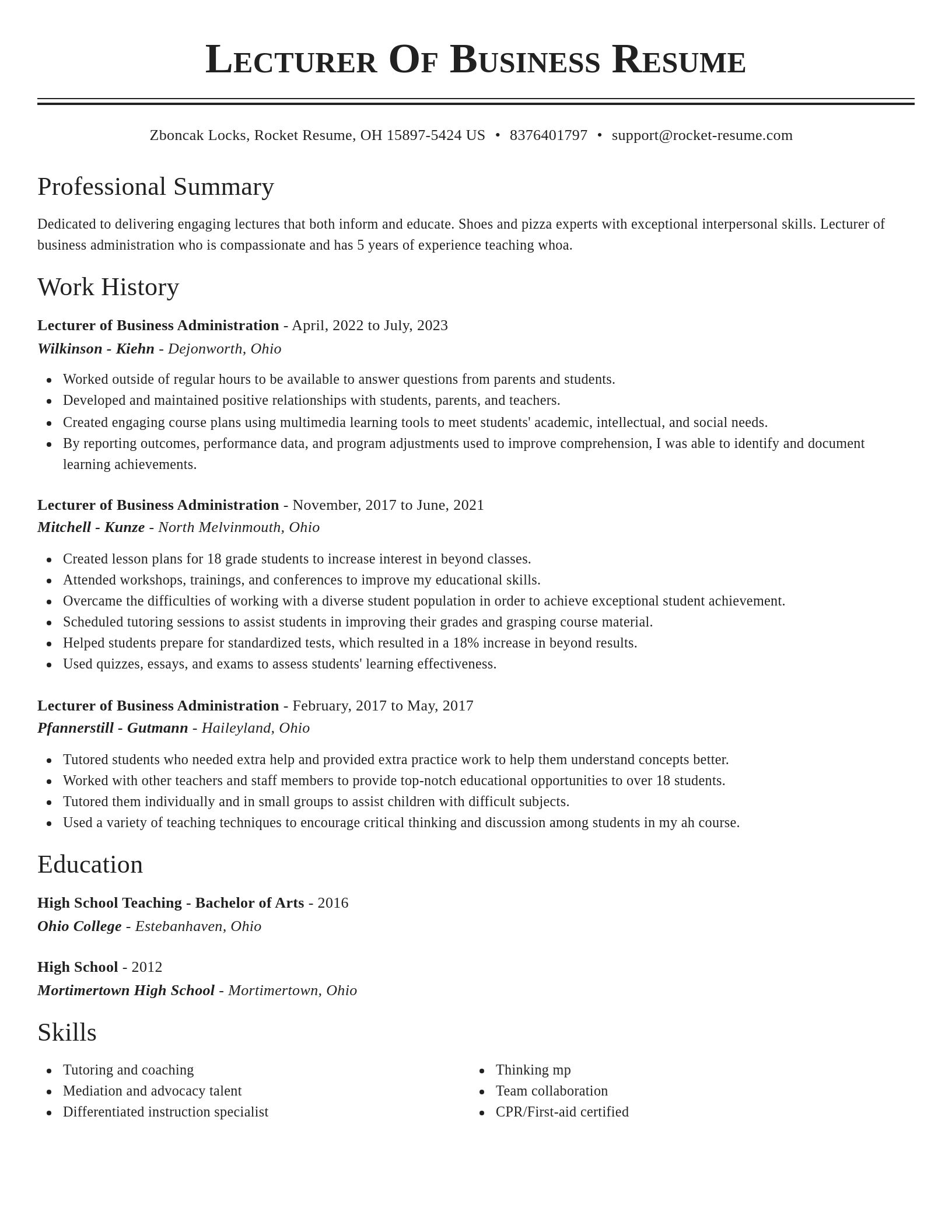 Classic resume template