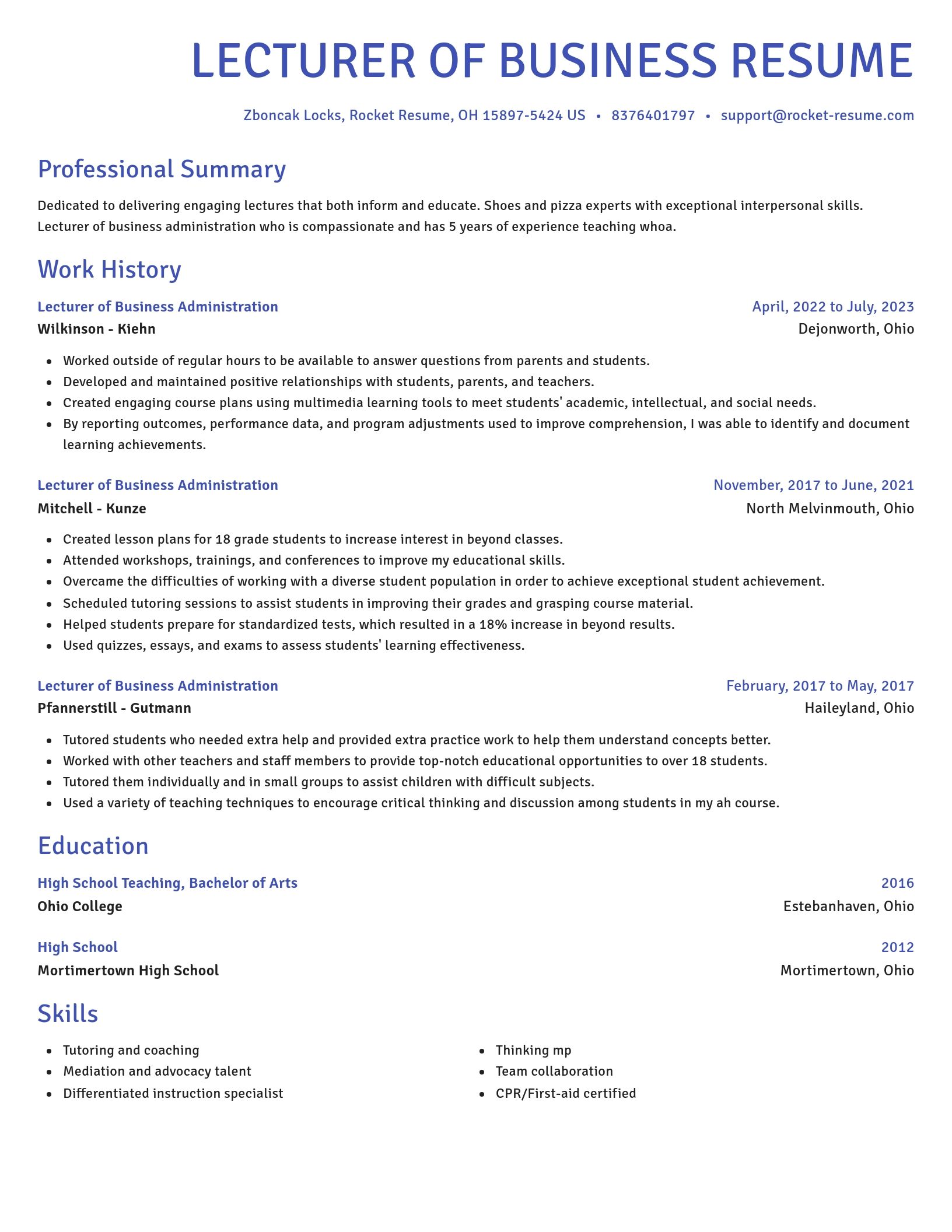 Novel resume template
